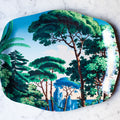 plateau en bois pour le table dont le motif représente un paysage méditerranéen