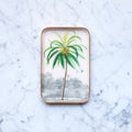 Plateau émaillé Cocotier avec motif palmier exotique