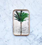 Plateau émaillé Manicaria - Motif palmier tropical en émail artisanal"