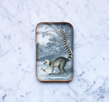 Plateau émaillé Mokoko avec motif tropical, décor artisanal
