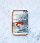 "Plateau émaillé Gazelle - Motif gazelle et nanguier en émail artisanal"