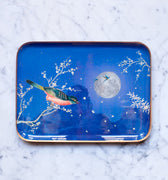"Plateau émaillé demi-format Clair de Lune - Motif nocturne poétique 20x27 cm en émail artisanal