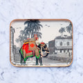"Plateau émaillé demi-format Maharadja - Motif indien royal 20x27 cm en émail artisanal"