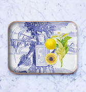 "Plateau émaillé demi-format Le Prince Jardinier - Motif jardin royal 20x27 cm en émail artisanal"