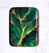 "Plateau émaillé demi-format Amazone - Motif tropical amazonien 20x27 cm en émail artisanal"