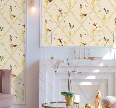 Wallpaper Hummingbirds cream background