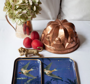 Plateau émaillé demi-format  "Hirondelle"