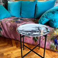 Plateau Mékong rond en bois 49 cm piètement métal noir table d'appoint"