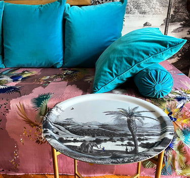 Plateau Mékong piètement métal doré table d'appoint"