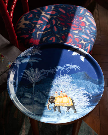 "Plateau décoratif Balade indienne promenade éléphants jungle nocturne"
