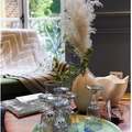 ambiance salon chic plateau oiseaux tropicaux 