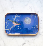 "Plateau émaillé Clair de Lune - Motif nocturne poétique en émail artisanal"