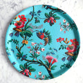 "Plateau rond Fleurs des îles hibiscus fraises géantes multicolores papier peint 1799 Jacquemart Bénard"