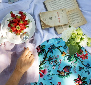 "Plateau décoratif Fleurs des îles motifs exotiques multicolores picnic élégant"