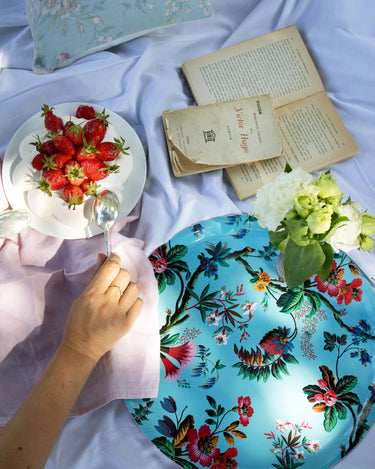 "Plateau décoratif Fleurs des îles motifs exotiques multicolores picnic élégant"