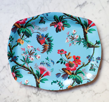 Plateau rococo Fleurs des îles en bois stratifié de bouleau avec motif floral tropical