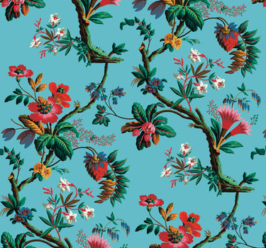 Échantillon fleurs des îles fond bleu