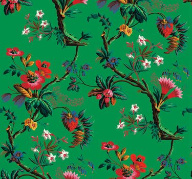 Emerald green island flower wallpaper