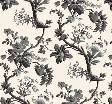 Black and cream island flower wallpaper