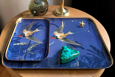 "Plateau émaillé Hirondelle - Duo de plateaux en ambiance décorative"