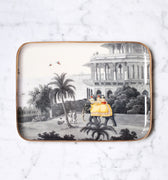 "Plateau émaillé demi-format India - Motif indien 20x27 cm en émail artisanal"