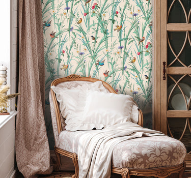 French Garden wallpaper cream background