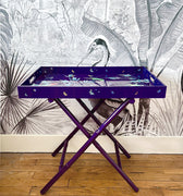 Grand plateau en laque mauve intense " Jardin des merveilles"