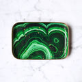 "Plateau émaillé Malachite - Motif malachite vert en émail artisanal"