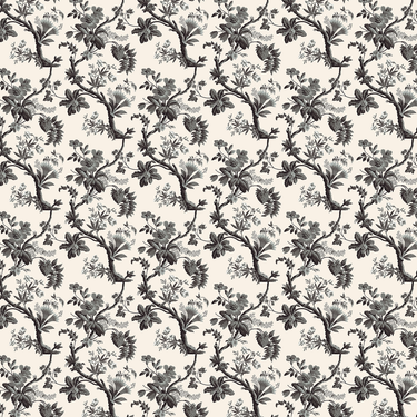 Papier peint fleurs des îles colori noir et crème