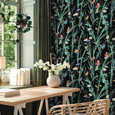 Papier peint Le Jardin français fond noir