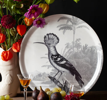 "Plateau décoratif Huppe scène tropicale oiseau huppé jungle luxuriante"