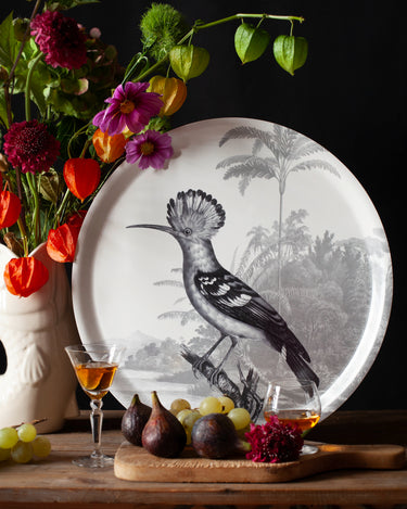 "Plateau décoratif Huppe scène tropicale oiseau huppé jungle luxuriante"