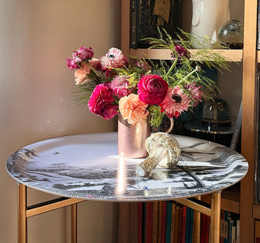 Piètement pour table  d'appoint en métal or plateau Mékong