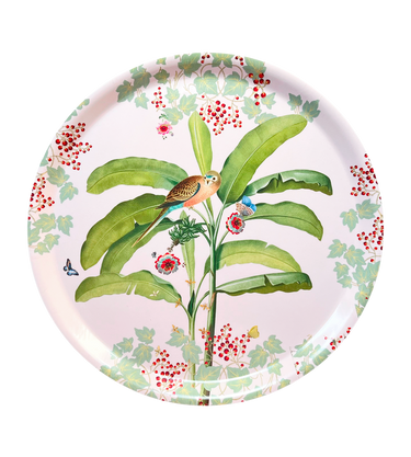 Hibiscus Round Wooden Tray