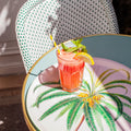 : "Plateau décoratif Cocotier palmier tropical fond ivoire rosé"