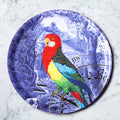 "Plateau rond Perroquet et rose des vents motif jungle perroquet boussole"