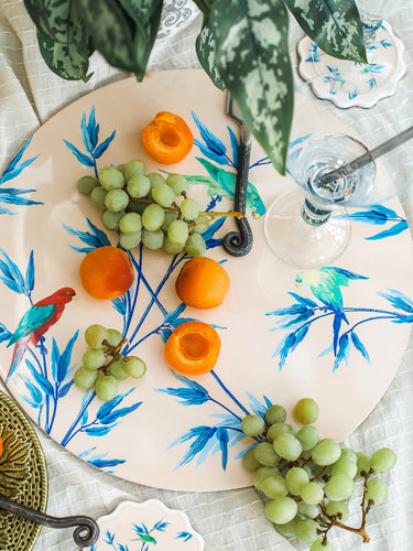 Lacquer Placemat or Centrepiece "Parrot Garden – Champagne"