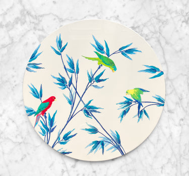 Set de table ou centre de table en laque  " Jardin des perroquets" Champagne