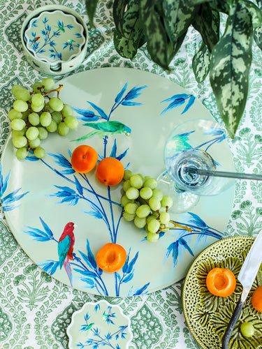Lacquer Placemat or Centrepiece "Parrot Garden – Celadon Green"