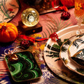 "Plateau émaillé Malachite - Mise en scène table de Noël décorative"