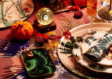 "Plateau émaillé Malachite - Mise en scène table de Noël décorative"